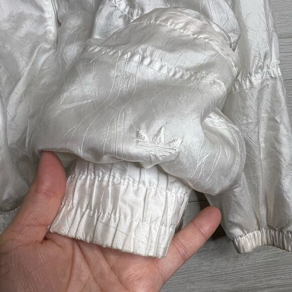 Vintage Adidas White Full Zip Track Jacket Mock Neck Sportswear - Picture 10 of 12